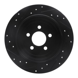 Dodge Nitro Brake Rotor (1) - Rear Right - R1 Concepts - Drilled & Slotted - Black - `07-`12